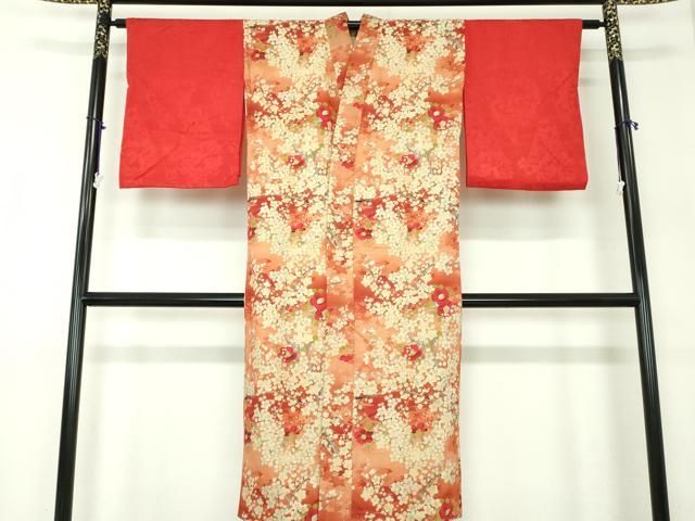 平和屋着物●アンティーク 大正ロマン 長襦袢 袷 枝梅 椿 正絹 ps