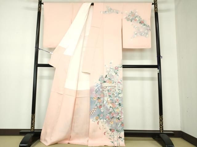 平和屋着物 訪問着 駒刺繍 几帳花文 暈し染め 金彩 正絹 ps