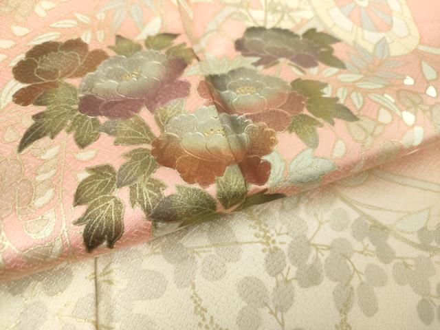  平和屋着物●訪問着 枝垂れ桜 流水花車文 暈し染め 金銀彩 正絹 ♥ ps 訪問着 付け下げ 着物