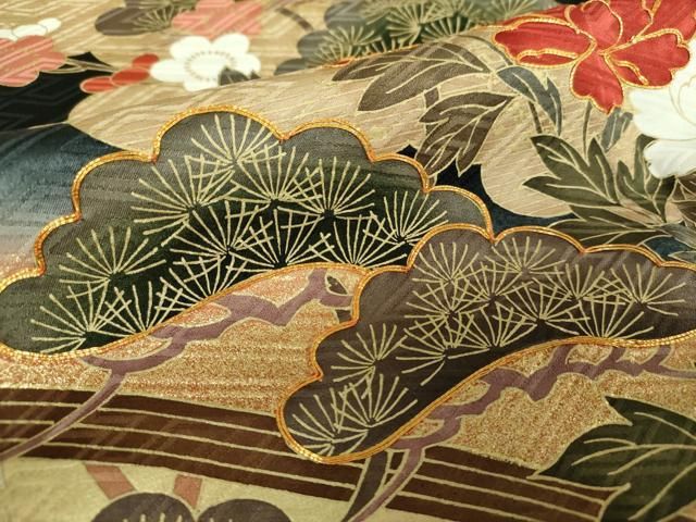 雲取り籬花文 黒地