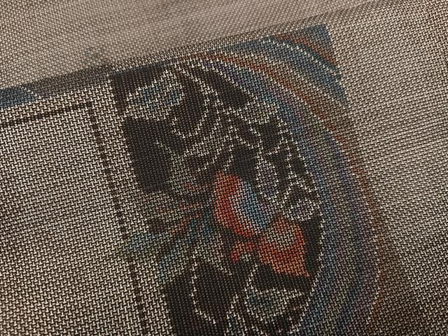  平和屋着物●本場大島紬 カタス9マルキ 草花文 正絹 ph 紬 着物