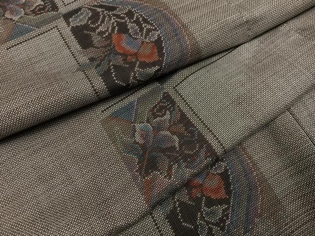 平和屋着物●本場大島紬 カタス9マルキ 草花文 正絹 ph