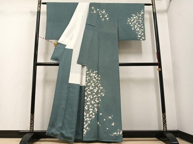 平和屋着物●訪問着 友禅 作家物 枝桜 正絹 ph