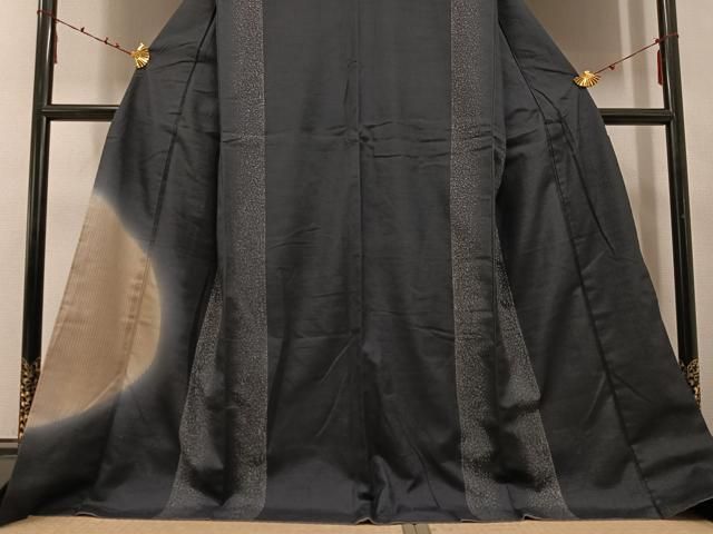 平和屋着物 訪問着 紬地 半円に縞 暈し染め ロング丈 正絹 ph 速乾素材 訪問着 付け下げ 