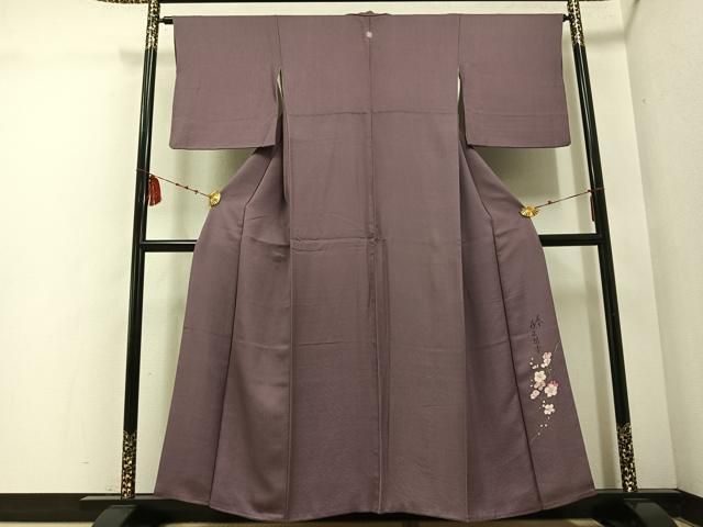 平和屋着物●二代目清次郎 手描き 色無地 鴇浅葱色 正絹 ph