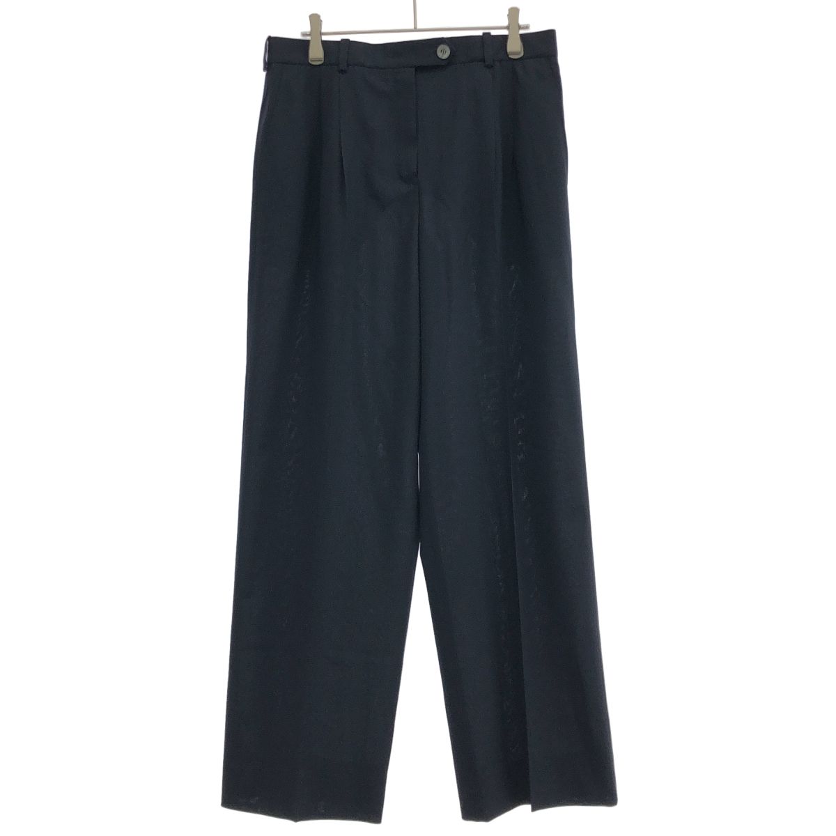 HERMES エルメス 2タックウールワイドスラックスパンツ ネイビー 42