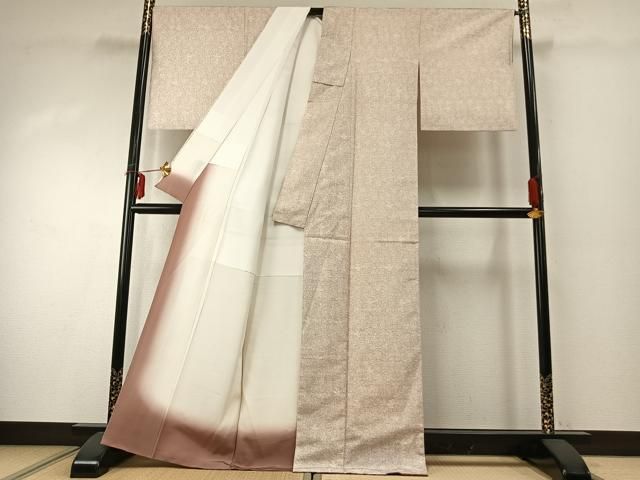  平和屋着物●石川県指定無形文化財 牛首紬 白山工房 手織り 花鳥文 証紙付き 正絹 fy 紬 着物