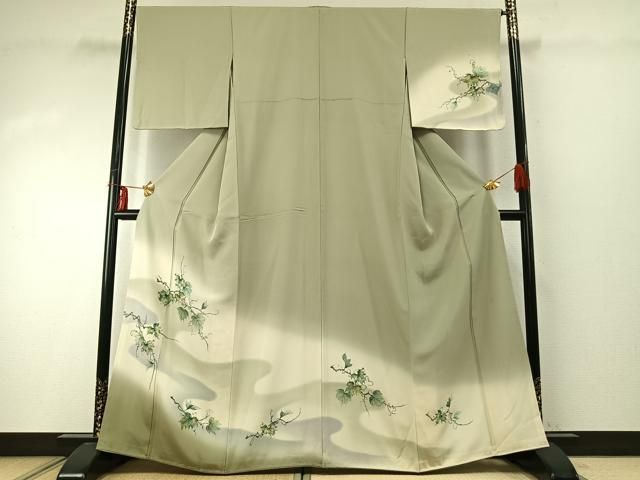 平和屋着物 訪問着 作家物 手描き 蔦の葉文 暈し染め 正絹 fy