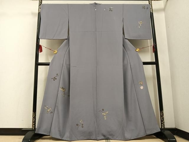 平和屋着物 名門 上野家 四代目 上野真 二代目 上野為二 訪問着 枝葉に休み鳥 金銀彩 正絹 ph