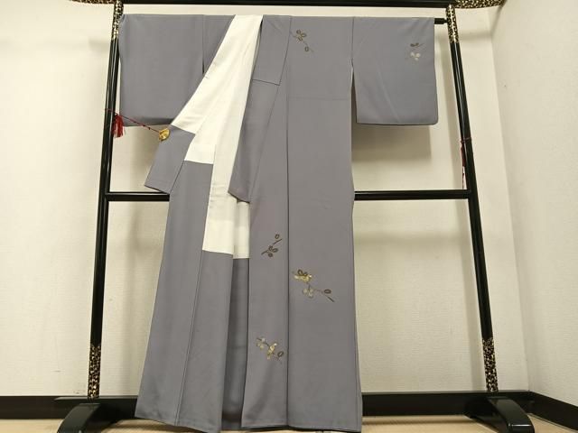 平和屋着物●名門 上野家 四代目 上野真 二代目 上野為二 訪問着 枝葉に休み鳥 金銀彩 正絹 ph