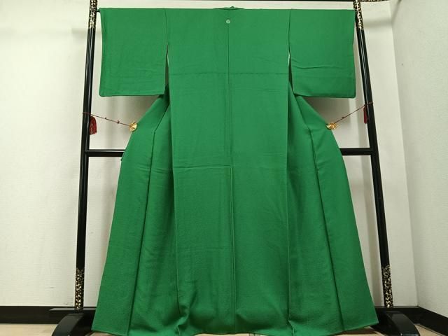 平和屋着物●上質な色無地 緑青色 正絹 ph