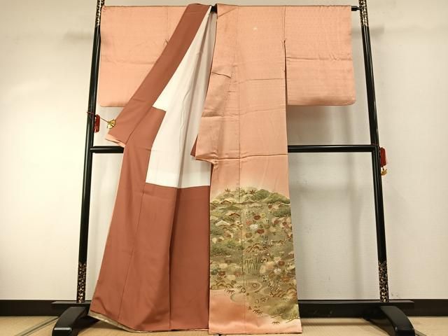 平和屋着物 豪華色留袖 駒刺繍 草花文 金彩 正絹 fy