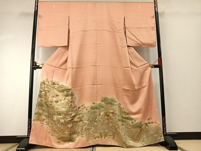 平和屋着物 豪華色留袖 駒刺繍 草花文 金彩 正絹 fy