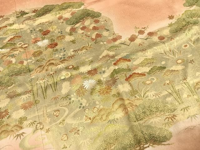  平和屋着物 豪華色留袖 駒刺繍 草花文 金彩 正絹 fy 黒留袖 着物