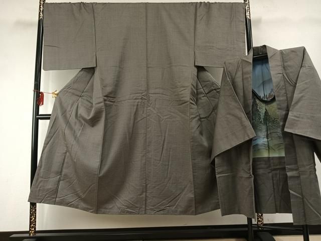 平和屋着物 男性 紬 アンサンブル 亀甲柄 正絹 fy