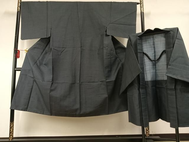 平和屋着物●男性　お召　アンサンブル　亀甲絣　正絹　逸品　AABE1839fy 平和屋着物男性 お召 アンサンブル 亀甲絣 正絹 逸品 AABE1839fy