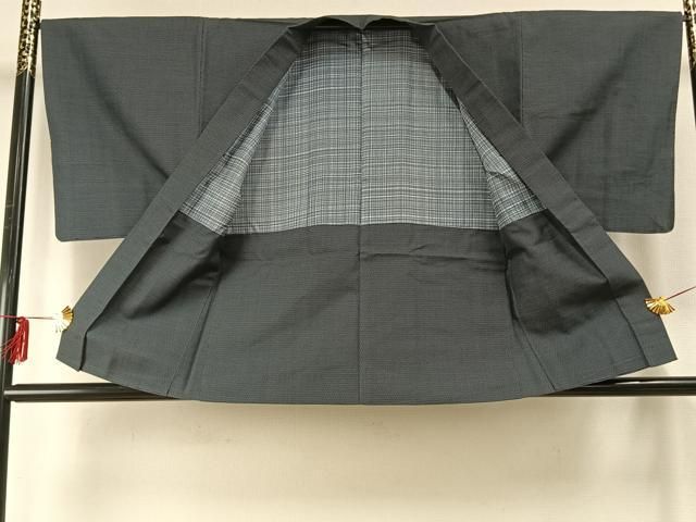 平和屋着物●男性　お召　アンサンブル　亀甲絣　反端付き　正絹　逸品　AABE1684fy 平和屋着物○男性 お召 アンサンブル 亀甲絣 正絹 逸品 AABE1839fy