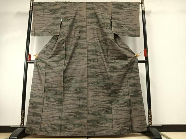 平和屋着物 本場大島紬 カタス9マルキ 風景文 正絹 fy