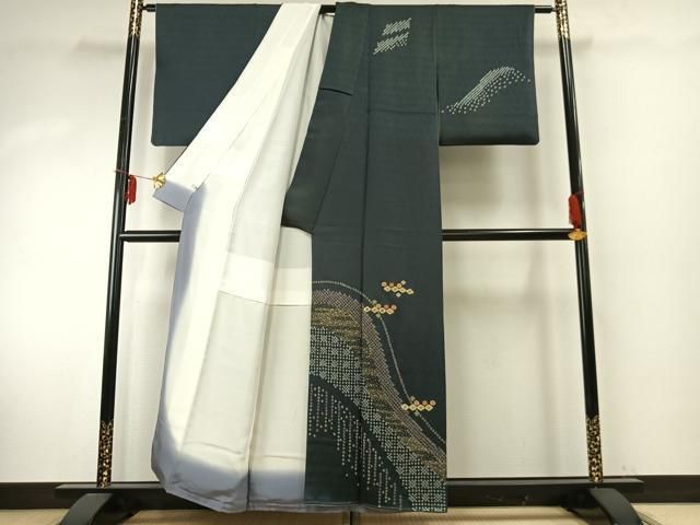 平和屋着物 訪問着 駒刺繍 舞花文 金糸 金彩 正絹 fy