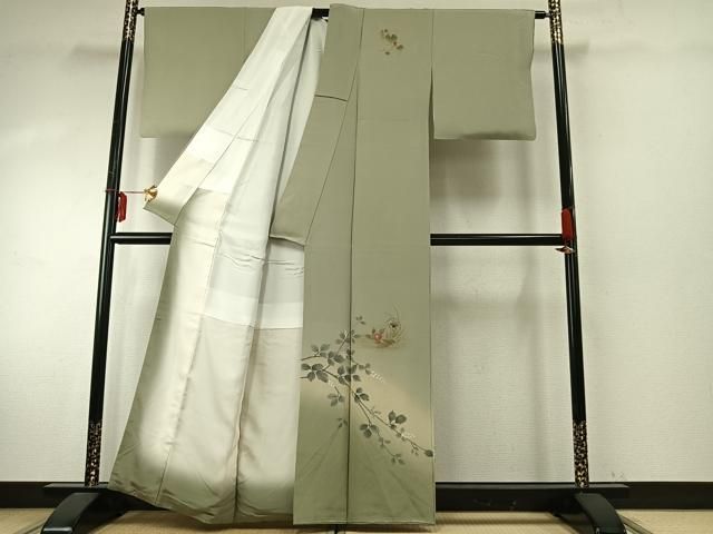 平和屋着物 訪問着 手描き 刺繍 枝花文 暈し染め 金彩 正絹 fy