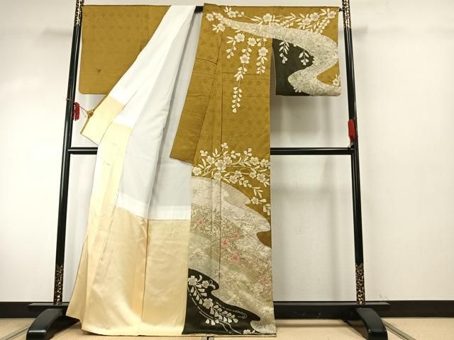 平和屋着物●訪問着 絞り 辻が花 金彩 正絹 fy