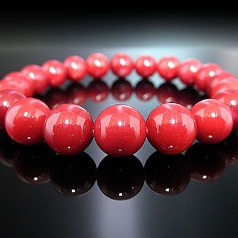 ☆赤サンゴブレスレット※内径サイズ：約14〜18cm選択可能 赤珊瑚