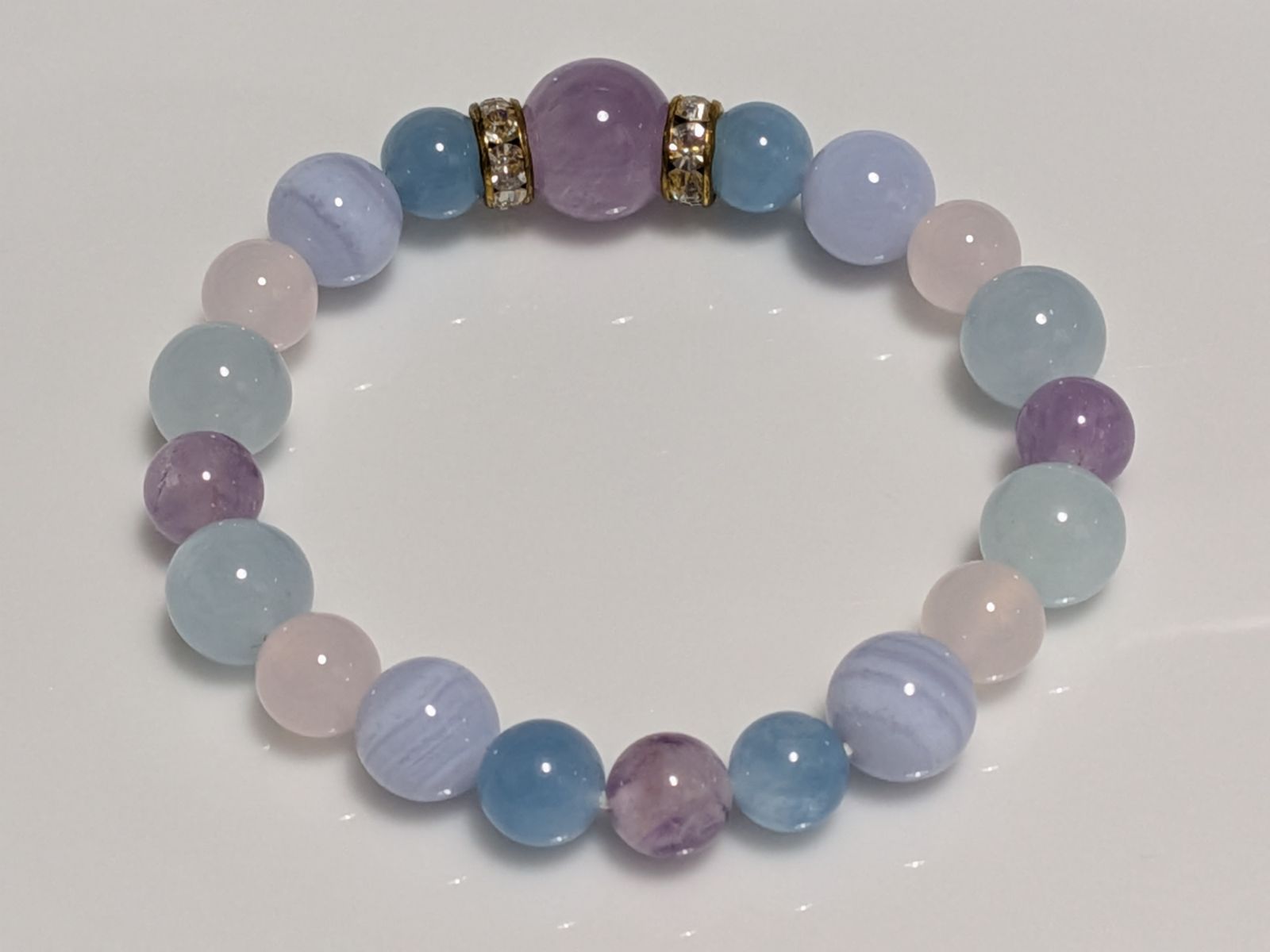 パワーストーン 天然石 ブレスレット ラベンダーアメジスト他 15 cm No.324