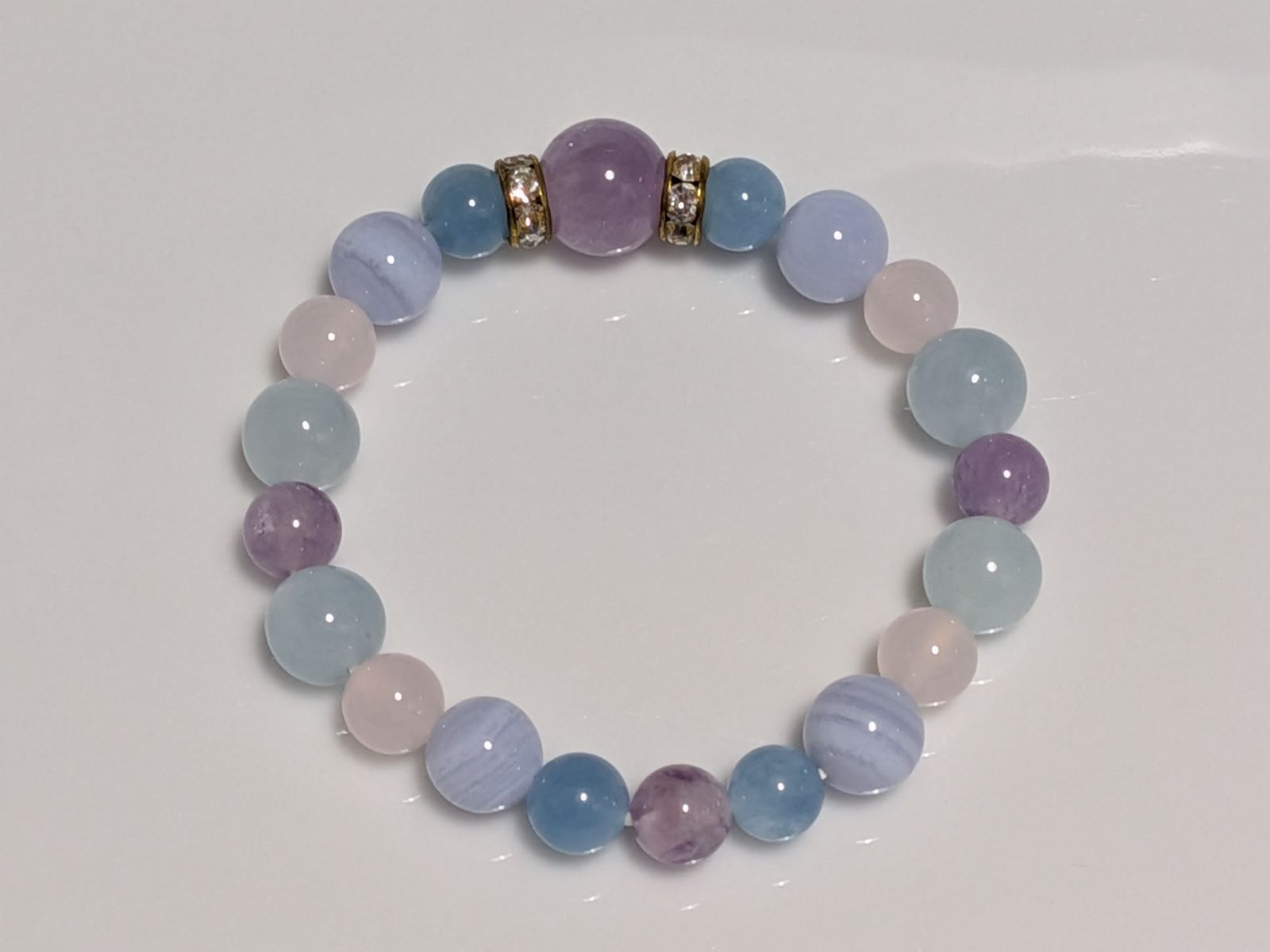 パワーストーン 天然石 ブレスレット ラベンダーアメジスト他 15 cm No 324