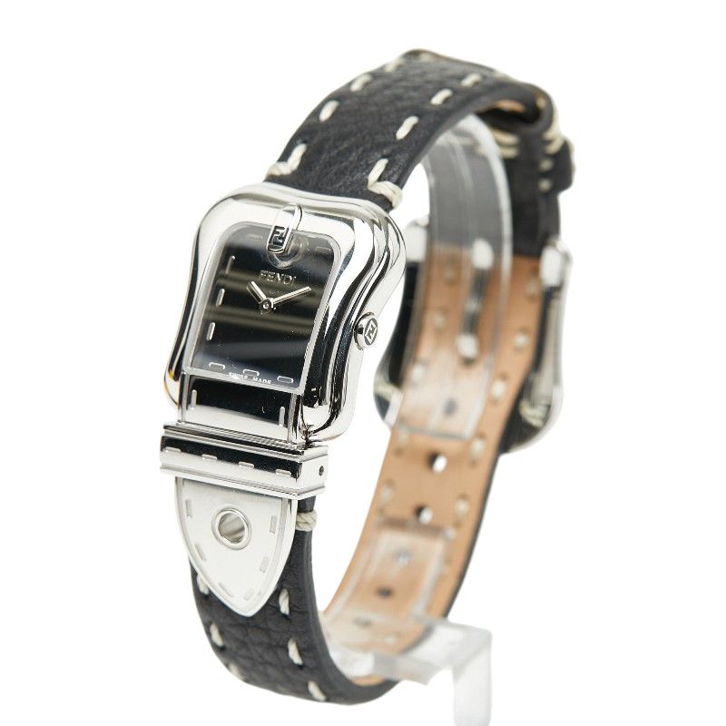 フェンディ B‐FENDI 3800 L シルバー ブラック ステンレススチール レザー レディース FENDI 1-0245043