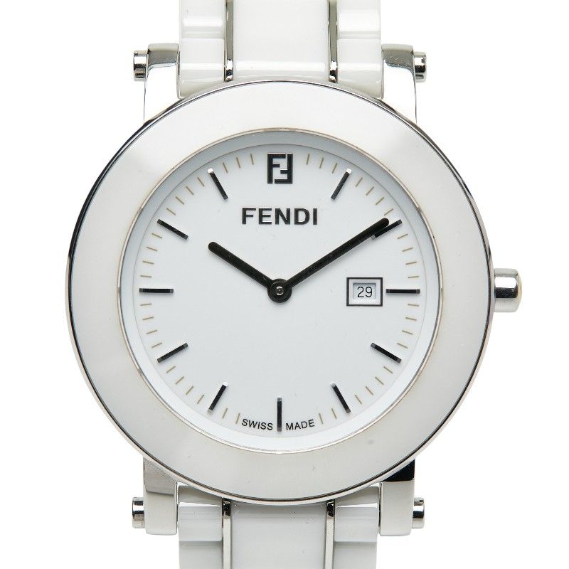 フェンディ オロロジ 6400 G ホワイト シルバー セラミック ステンレススチール メンズ FENDI 1-0245141
