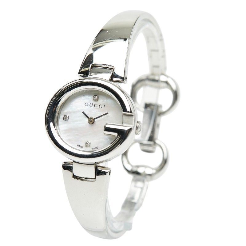 グッチ Gバルーン 3 Pダイヤ シェル文字盤 腕時計 バングルウォッチ 134.5 ステンレススチール レディース GUCCI 1-0245212