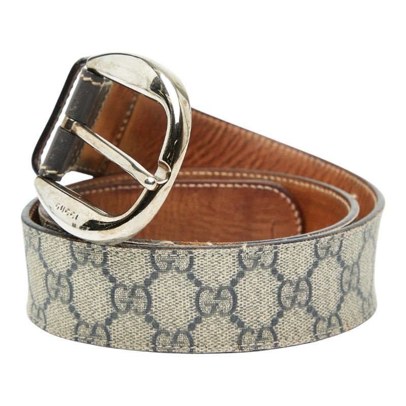 グッチ GGスプリーム ベルト 80 32 246380 ベージュ ブラウン PVC レザー レディース GUCCI 1-0247084