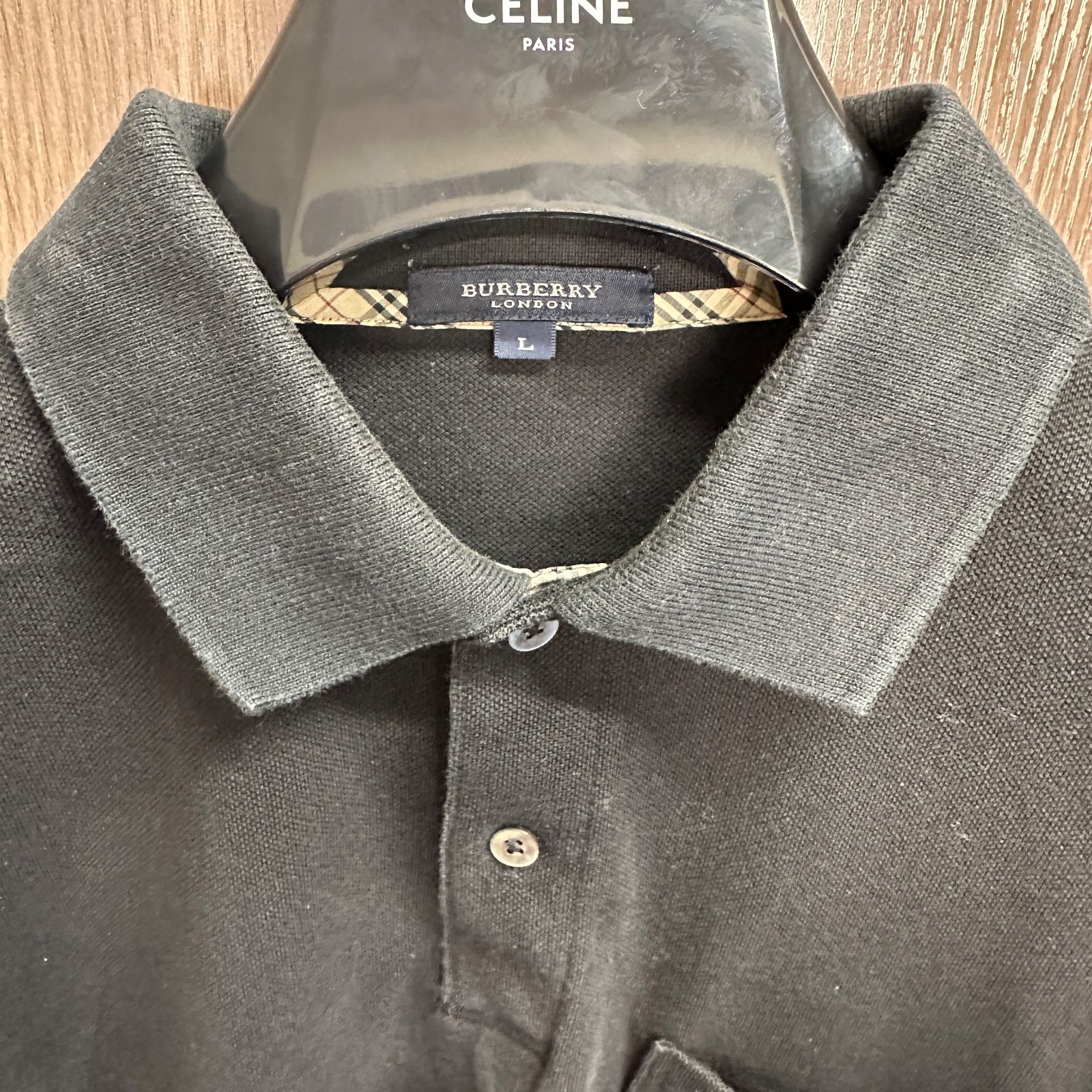 BURBERRY LONDON バーバリー 長袖ポロシャツ ブラック Lサイズ 日本製
