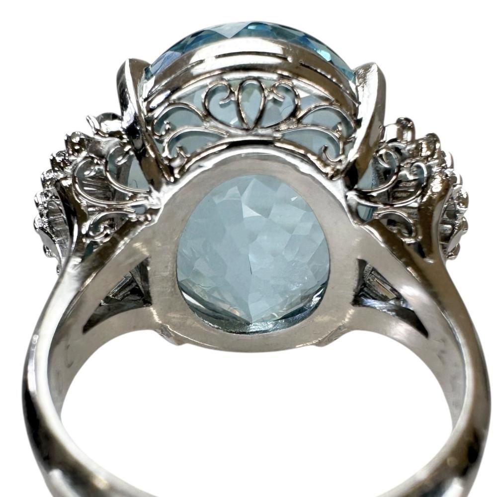 Pt900リング　アクアマリン　11号 アクアマリン デザインリング 約11号 Pt900 アクアマリン デザイン