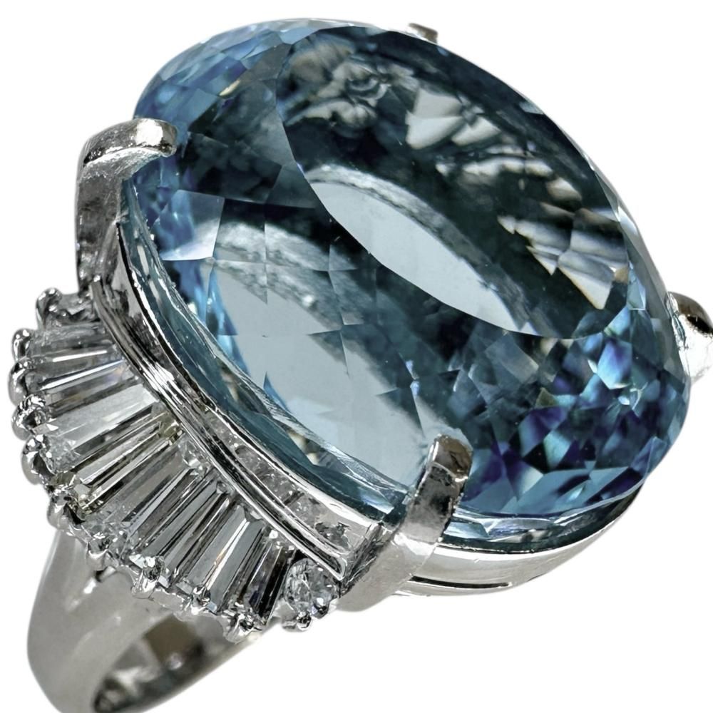 11.5号 アクアマリン 22.05ct ダイヤモンド 0.84ct リング・指輪 Pt900