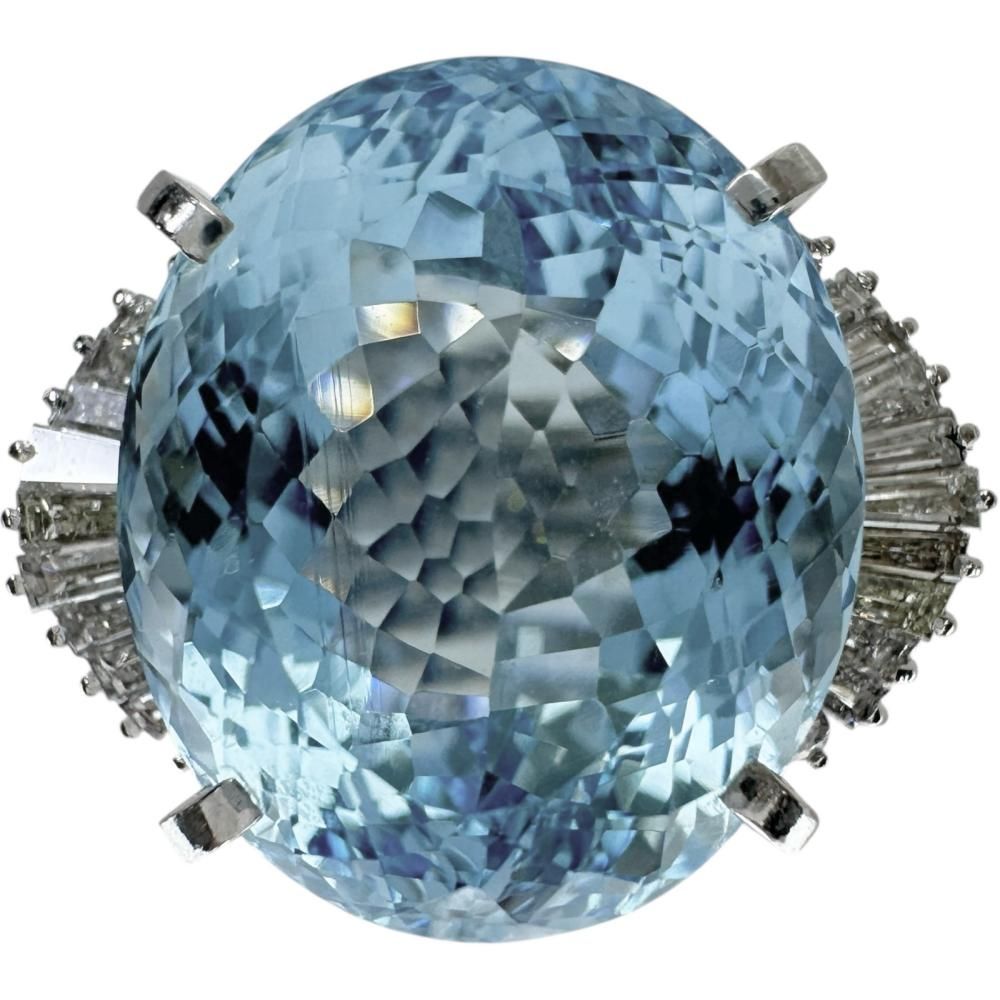 Pt900リング　アクアマリン　11号 アクアマリン デザインリング 約11号 Pt900 アクアマリン デザイン