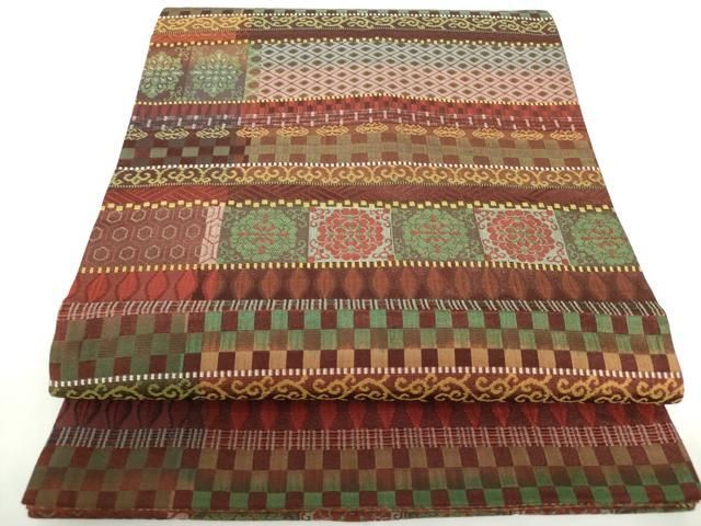 平和屋着物◎両面 全通柄袋帯 横段花文 正絹 逸品 DAAZ5604ea - メルカリ