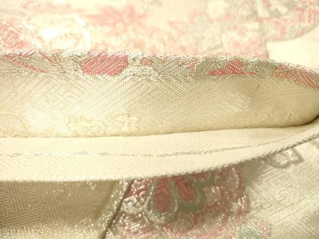 平和屋着物◎本佐賀錦 六通柄袋帯 花車文 銀糸 正絹 逸品 DAAZ3946jm