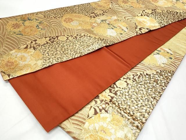 平和屋着物◎六通柄袋帯 立波鳳凰花丸文 金銀糸 正絹 逸品 CABA7709fb