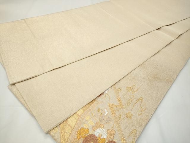 平和屋着物◎太鼓柄袋帯 綴れ 桐花文 金銀糸 正絹 逸品 未使用