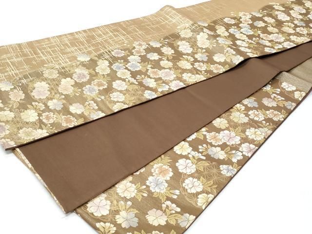平和屋着物◎六通柄袋帯 雪輪草花文 金糸 正絹 逸品 CABA7721fb - メルカリ