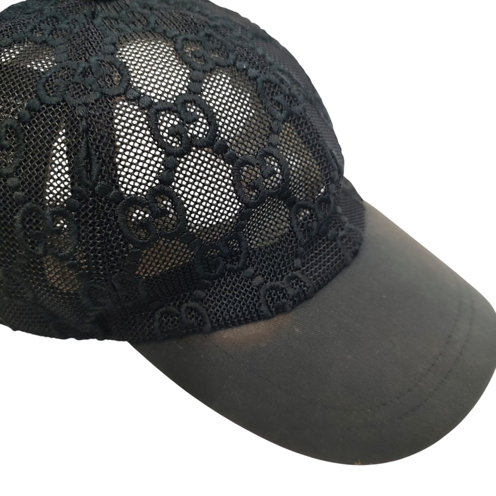 GUCCI グッチ GG エンブロイダリー メッシュ キャップ M ブラック