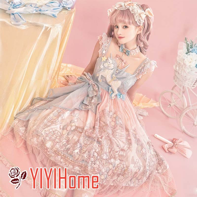遊園地 ロリータ Lolita 甘め ワンピース レディース 日常 おしゃれ ふんわり ガーリースタイル お出かけ 撮影 イベント デート コスプレ 仮装 フェミニン華やかコーデ 清楚系 甘かわロリータドレス 体型カバー