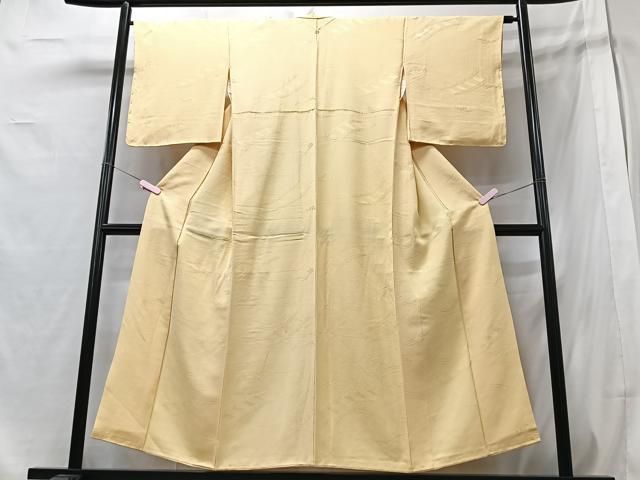 平和屋着物□上質な色無地 渡り橋地紋 黄支子色 正絹 逸品 CABA4219xe