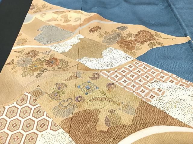 平和屋着物□豪華色留袖 駒刺繍 宝尽くし花文 金彩 正絹 逸品