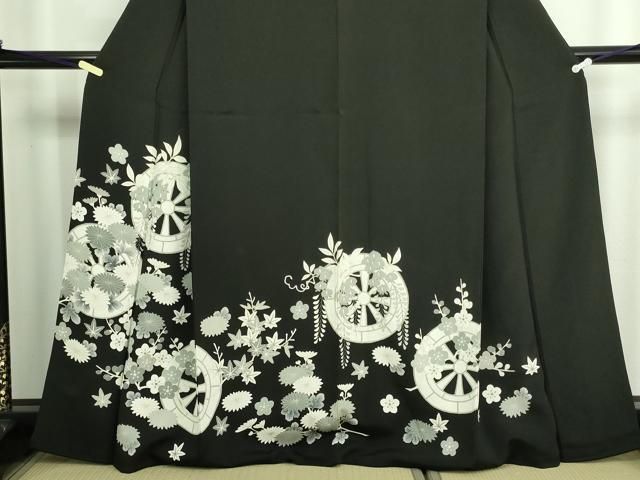平和屋着物□訪問着 花車文 黒地 正絹 逸品 DAAZ9708sf - メルカリ
