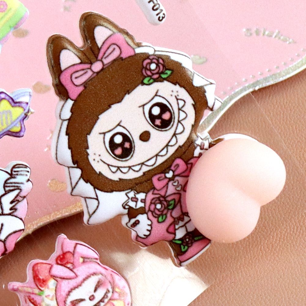 お尻3Dシール ラブブ Labubu 4枚セット ぷくぷくシール ステッカーデコ