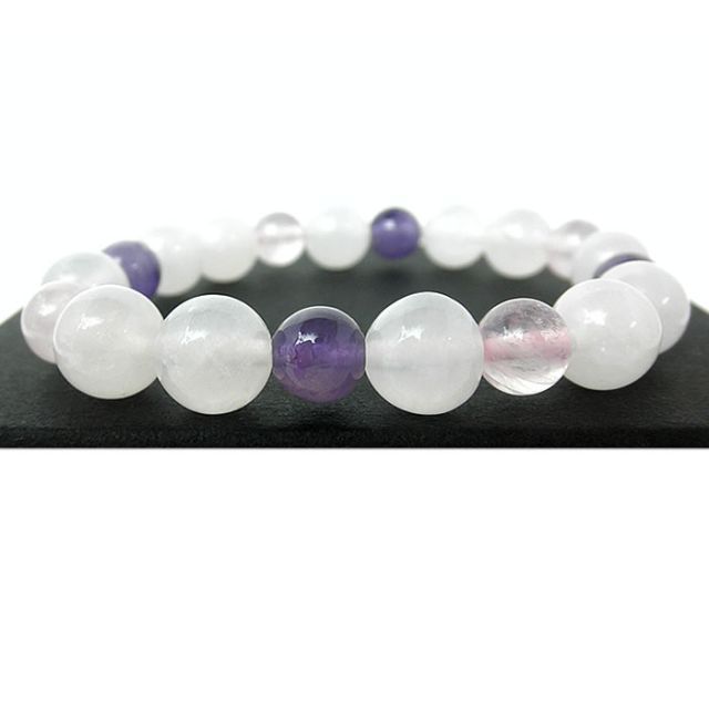 ヒマラヤＫ２ムーンクリスタル＆アメジスト＆ローズクォーツブレスレット セット パワーストーン 天然石 ブレスレット