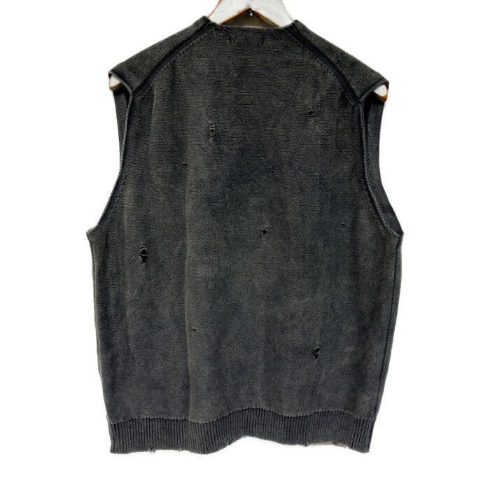 VAINL ARCHIVE ヴァイナルアーカイブ ニットベスト ブラック M VAINL ARCHIVE ヴァイナルアーカイブ 国内正規 23SS JEFF-VD ダメージ