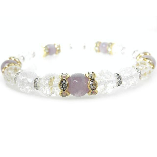 ラベンダーアメジスト＆クラック水晶ブレスレット セット 注文殺到中 発送手配に ２営業日前後いただきます 予めご了承ください